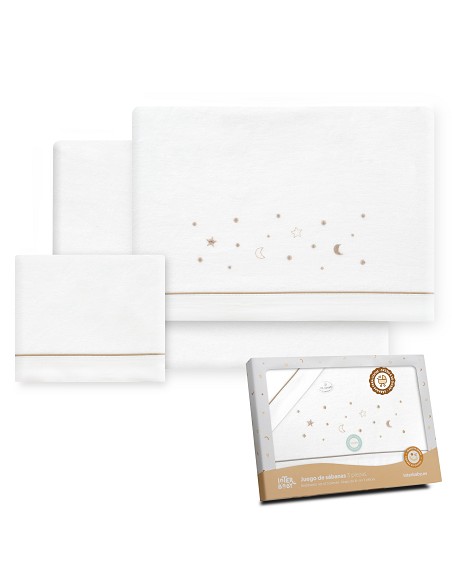 Triptico Coche Franela Estrellas Luna Bco/Beig