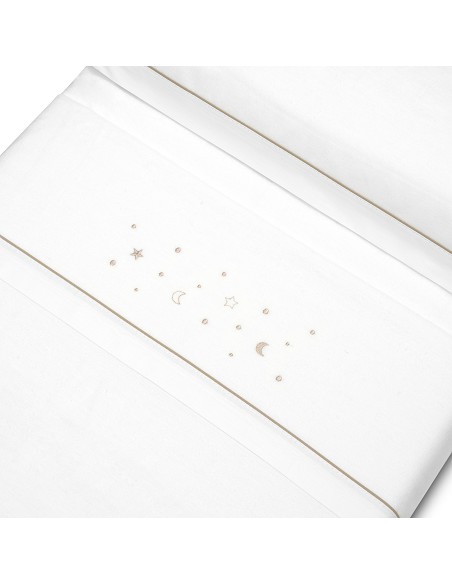 Triptico Coche Franela Estrellas Luna Bco/Beig