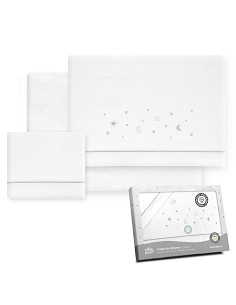 Triptico Coche Franela Estrellas Luna Bco/Gris