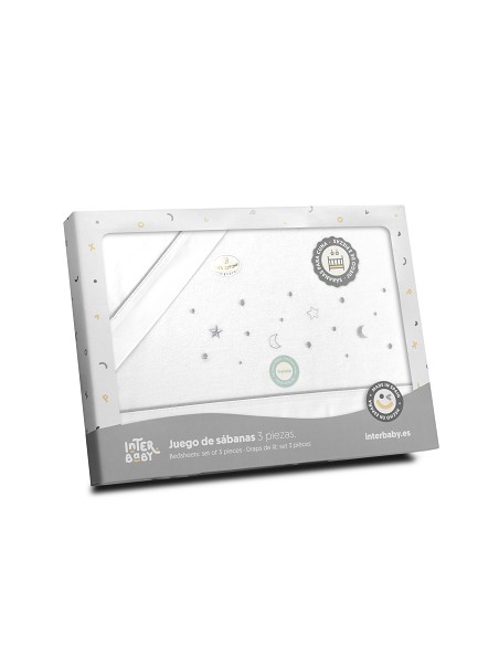 Triptico Coche Franela Estrellas Luna Bco/Gris