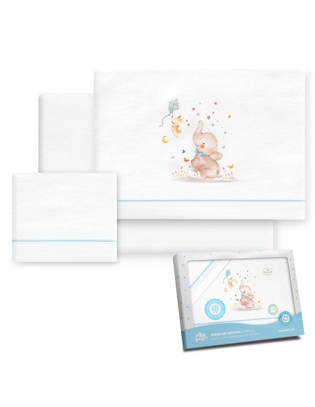 Triptico Coche Franela  Mod Elefante Bco/Azul