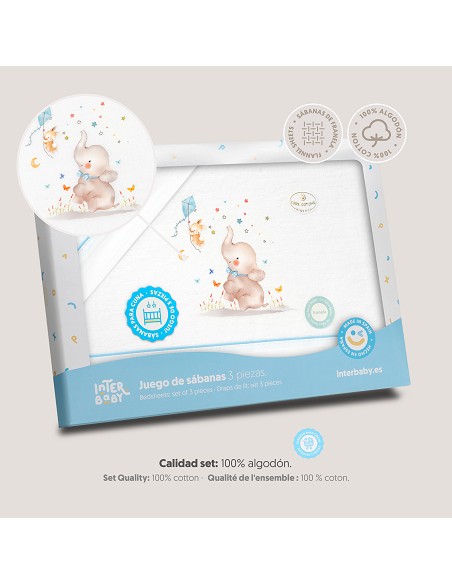 Triptico Coche Franela  Mod Elefante Bco/Azul