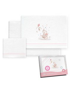Triptico Coche Franela  Mod Elefante Bco/Rosa