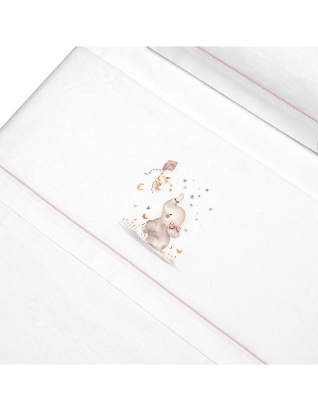 Triptico Coche Franela  Mod Elefante Bco/Rosa