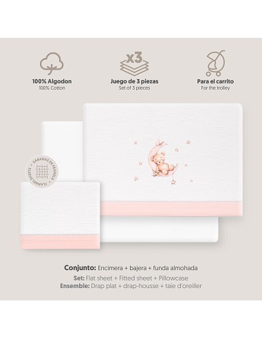 Triptico Coche Franela Estampado Oso Luna...