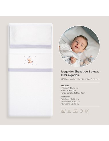 Triptico Coche Franela Estampado Oso Luna...