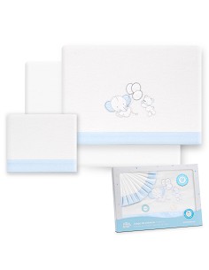 Triptico Coche Franela Oso Elefante Globos Bco/Azul