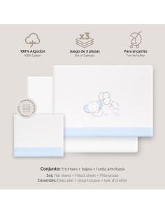 Triptico Coche Franela Oso Elefante Globos Bco/Azul 2