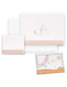 Triptico Coche Franela Oso Elefante Globos Bco/Beig