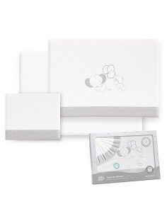 Triptico Coche Franela Oso Elefante Globos Bco/Gris