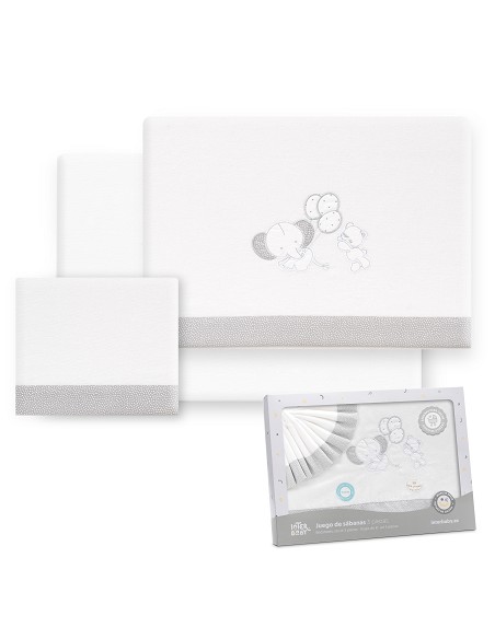 Triptico Coche Franela Oso Elefante Globos Bco/Gris