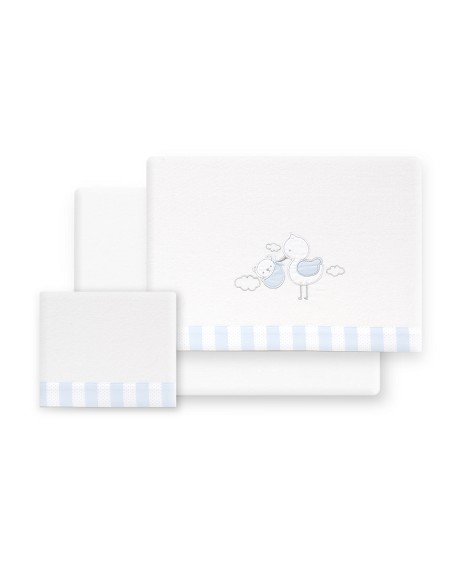 Triptico Coche Franela Cigueña Oso Bco/Azul