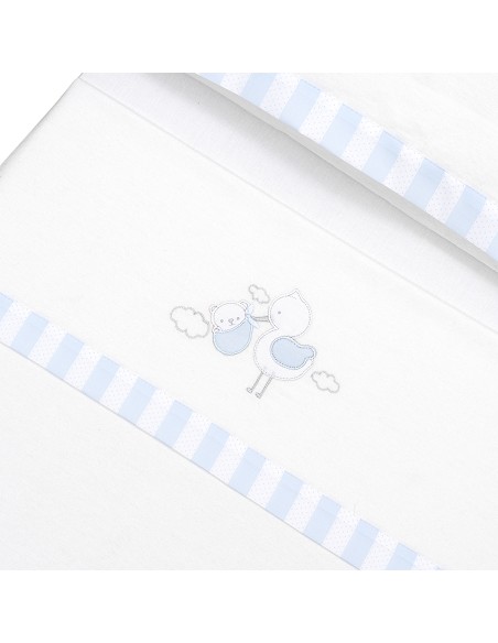 Triptico Coche Franela Cigueña Oso Bco/Azul