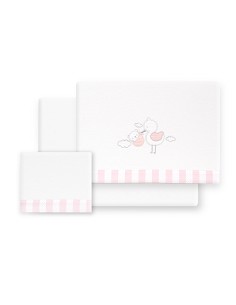 Triptico Coche Franela Cigueña Oso Bco/Rosa