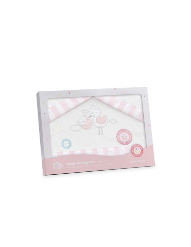 Triptico Coche Franela Cigueña Oso Bco/Rosa