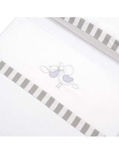 Triptico Coche Franela Cigueña Oso Bco/Gris