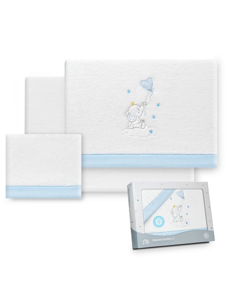 Triptico Coche Coralina Elefante Globo Corazon Bco/Azul