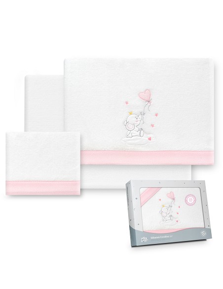 Triptico Coche Coralina Elefante Globo Corazon Bco/Rosa