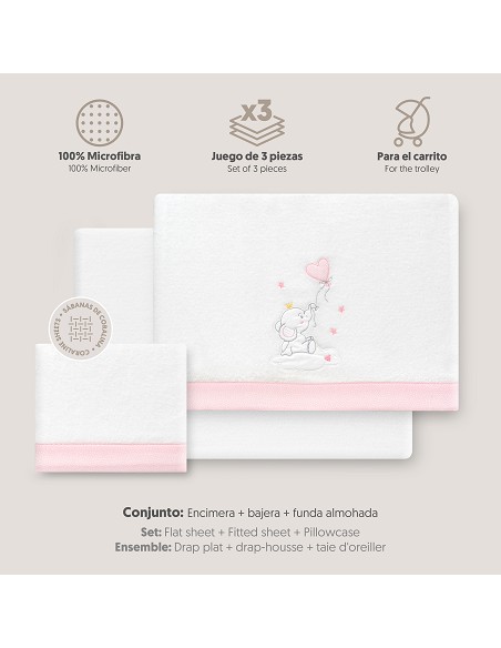 Triptico Coche Coralina Elefante Globo Corazon Bco/Rosa