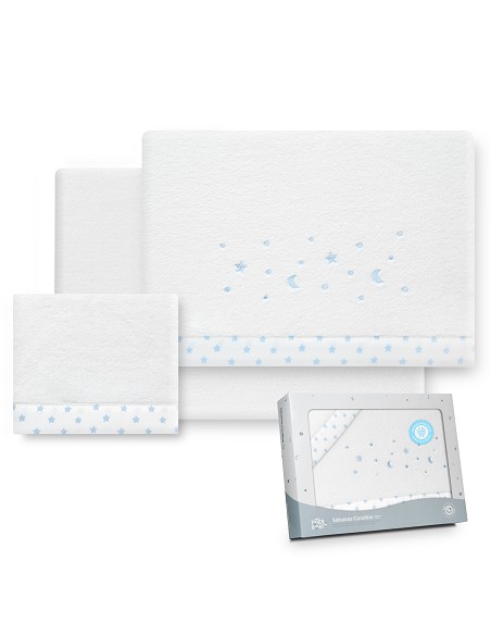 Triptico Coche Coralina Estrellas Luna Bco/Azul