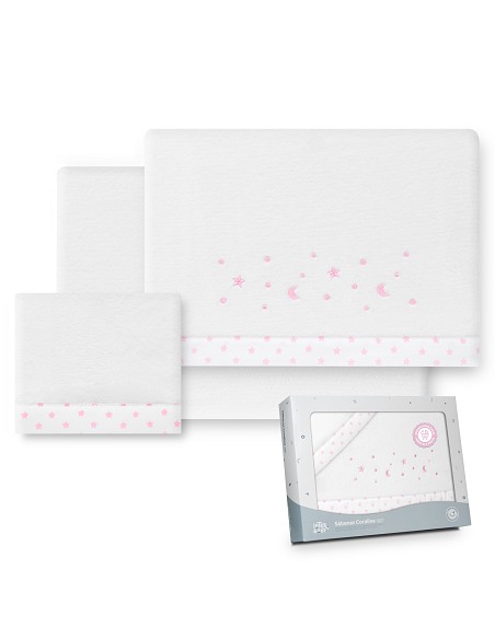 Triptico Coche Coralina Estrellas Luna Bco/Rosa
