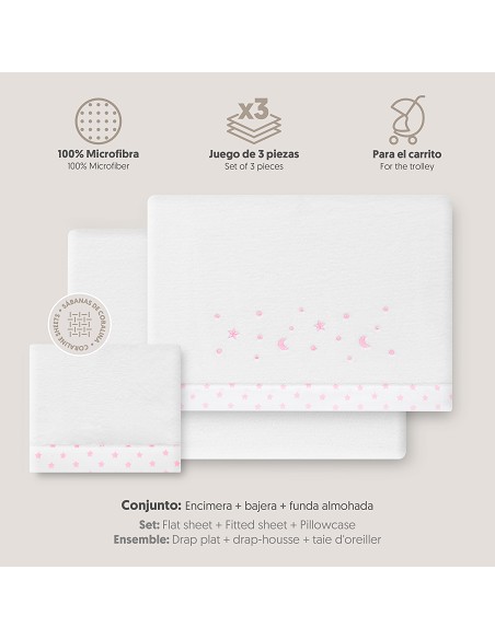 Triptico Coche Coralina Estrellas Luna Bco/Rosa