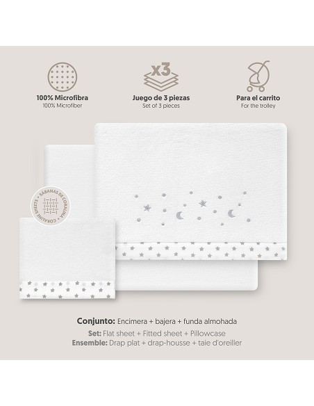 Triptico Coche Coralina Estrellas Luna Bco/Gris