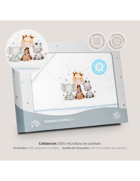 Triptico Coche Coralina Estampado Jirafa Elefante Bco/Azul