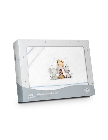 Triptico Coche Coralina Estampado Jirafa Elefante Bco/Azul