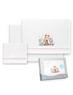 Triptico Coche Coralina Estampado Jirafa Elefante Bco/Rosa