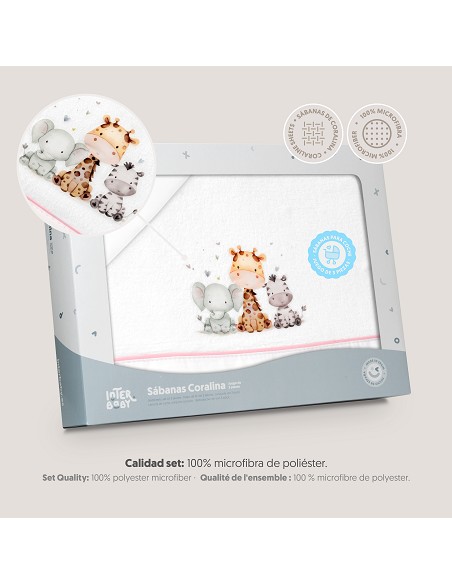 Triptico Coche Coralina Estampado Jirafa Elefante Bco/Rosa