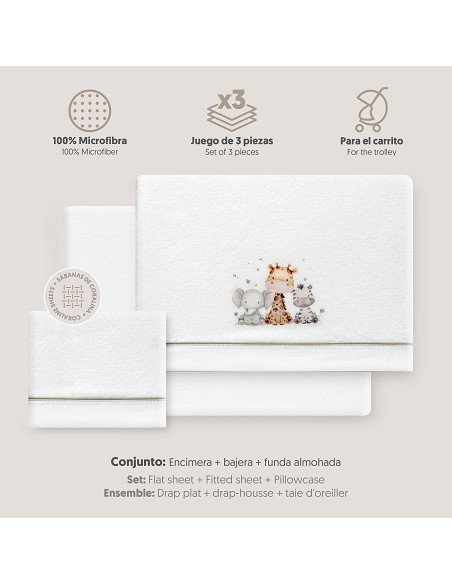 Triptico Coche Coralina Estampado Jirafa Elefante Bco/Verde