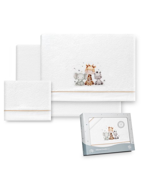 Triptico Coche Coralina Estampado Jirafa Elefante Bco/Beig