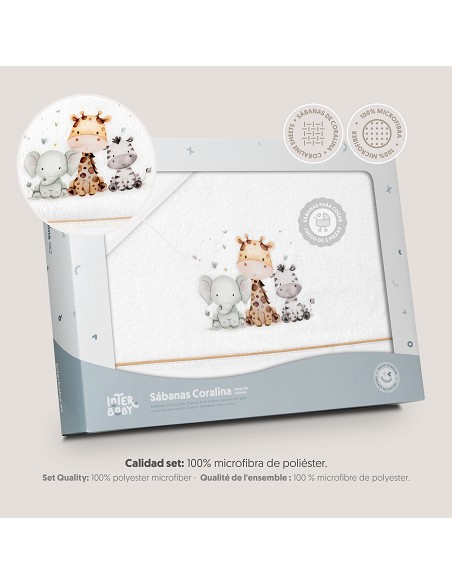 Triptico Coche Coralina Estampado Jirafa Elefante Bco/Beig