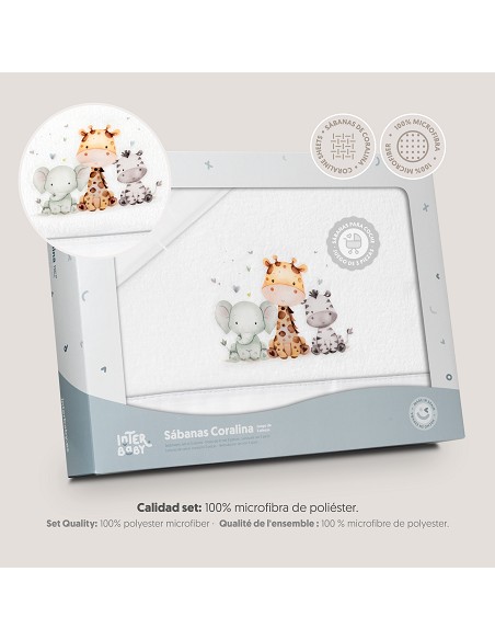 Triptico Coche Coralina Estampado Jirafa Elefante Bco/Gris