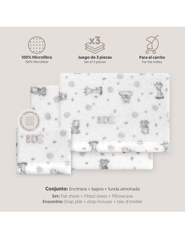 Triptico Coche Coralina Estampado Koala Bco/Rosa