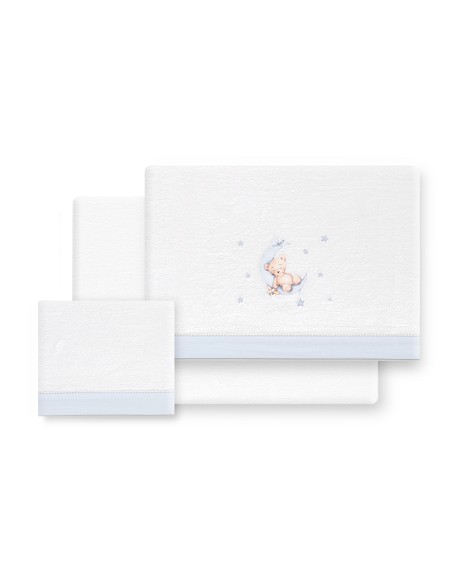 Triptico Coche Coralina Estampado Oso Luna Estrellas Bco/Azul