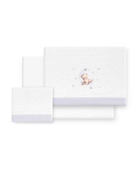 Triptico Coche Coralina Estampado Oso Luna Estrellas Bco/Gris