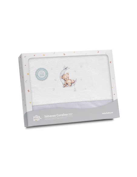 Triptico Coche Coralina Estampado Oso Luna Estrellas Bco/Gris