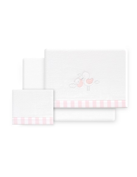 Triptico Coche Coralina Cigueña Oso Bco/Rosa