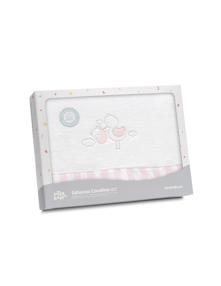 Triptico Coche Coralina Cigueña Oso Bco/Rosa