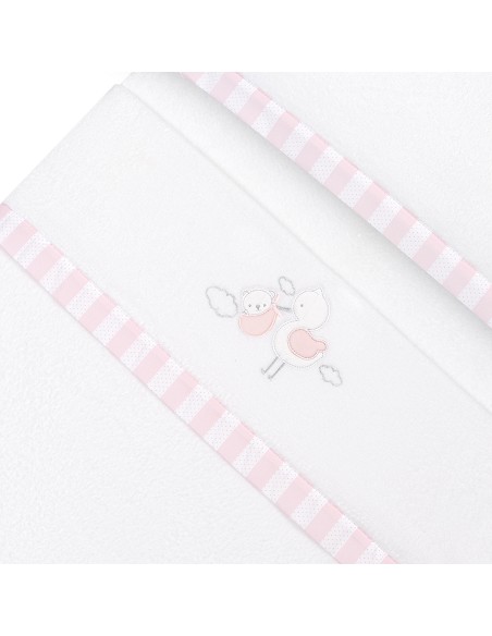 Triptico Coche Coralina Cigueña Oso Bco/Rosa