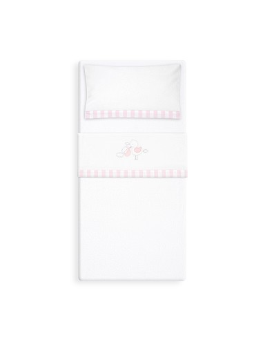 Triptico Coche Coralina Cigueña Oso Bco/Rosa