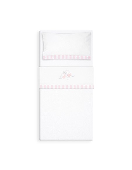 Triptico Coche Coralina Cigueña Oso Bco/Rosa