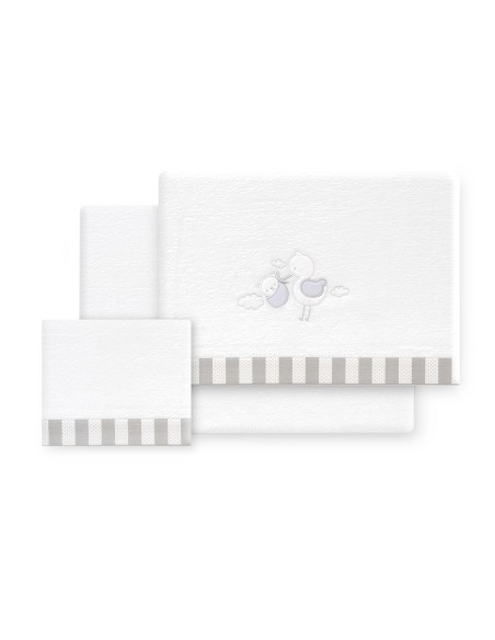 Triptico Coche Coralina Cigueña Oso Bco/Gris