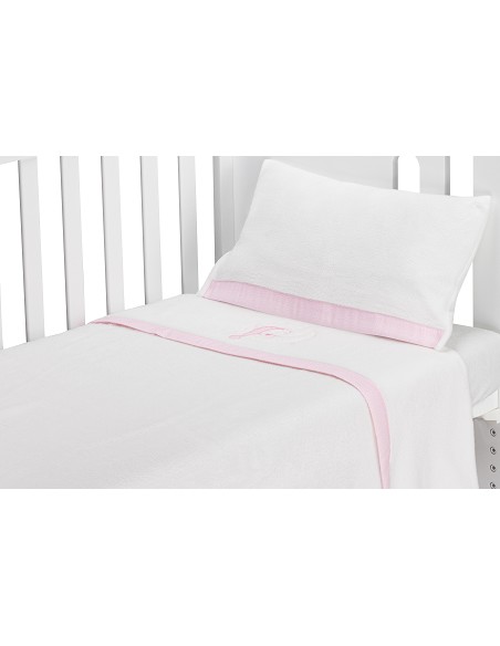 Juego 3 Pcs Cuna Coralina+Peine y Cepillo Mod Bear Sleeping Bco/Rosa