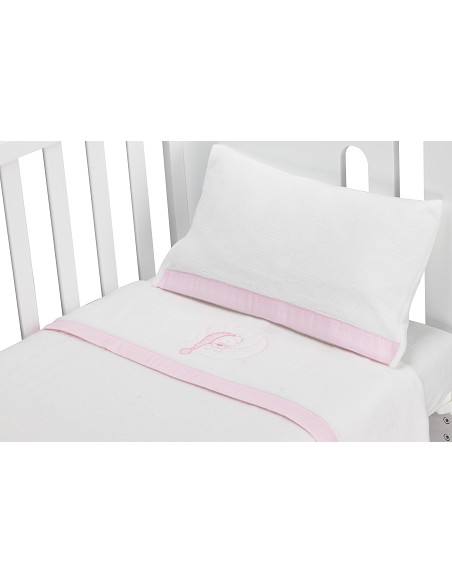 Juego 3 Pcs Cuna Coralina+Peine y Cepillo Mod Bear Sleeping Bco/Rosa