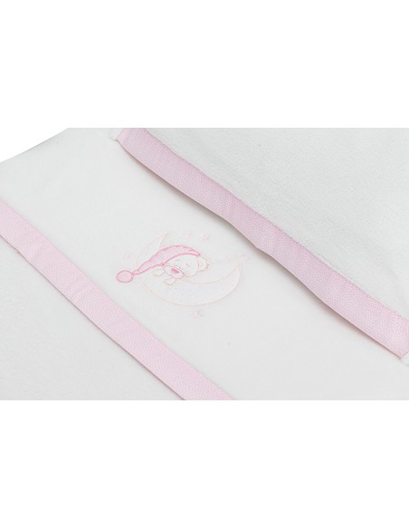 Juego 3 Pcs Cuna Coralina+Peine y Cepillo Mod Bear Sleeping Bco/Rosa