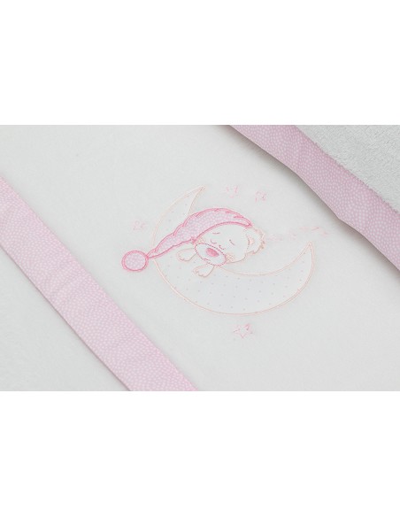 Juego 3 Pcs Cuna Coralina+Peine y Cepillo Mod Bear Sleeping Bco/Rosa