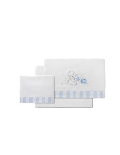 Triptico Cuna Franela Mod Honey Bear Bco/Azul
